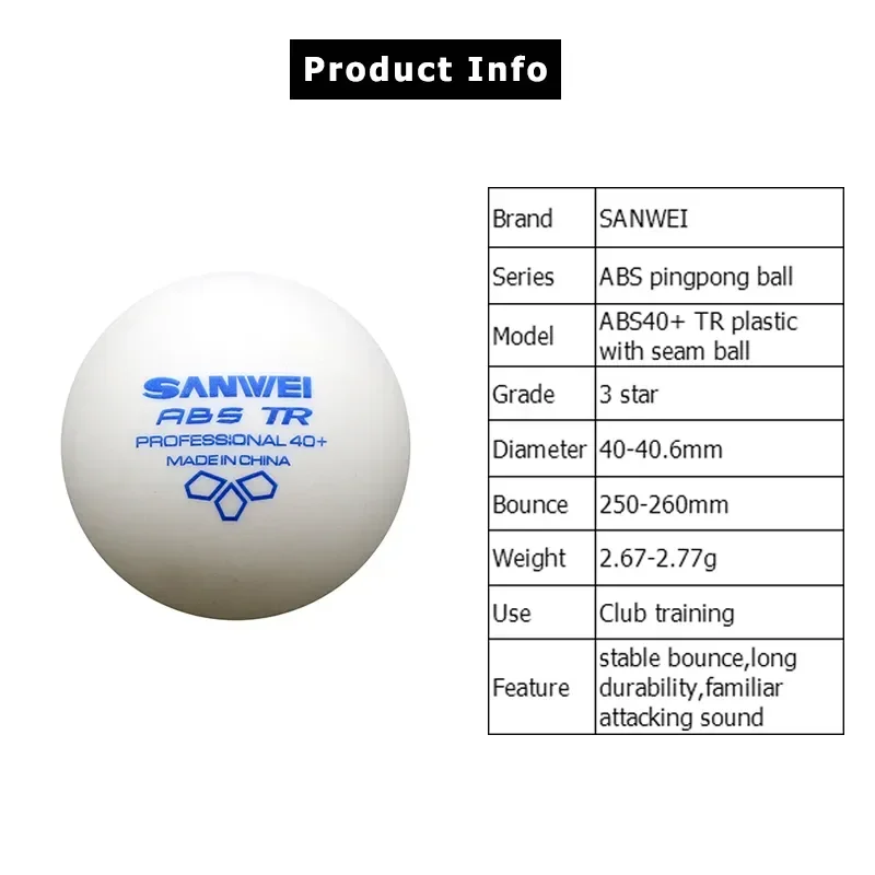 SANWEI-ABS TR 3 Star Table Ten - Ping Pong Ball Set ulasan dan harga