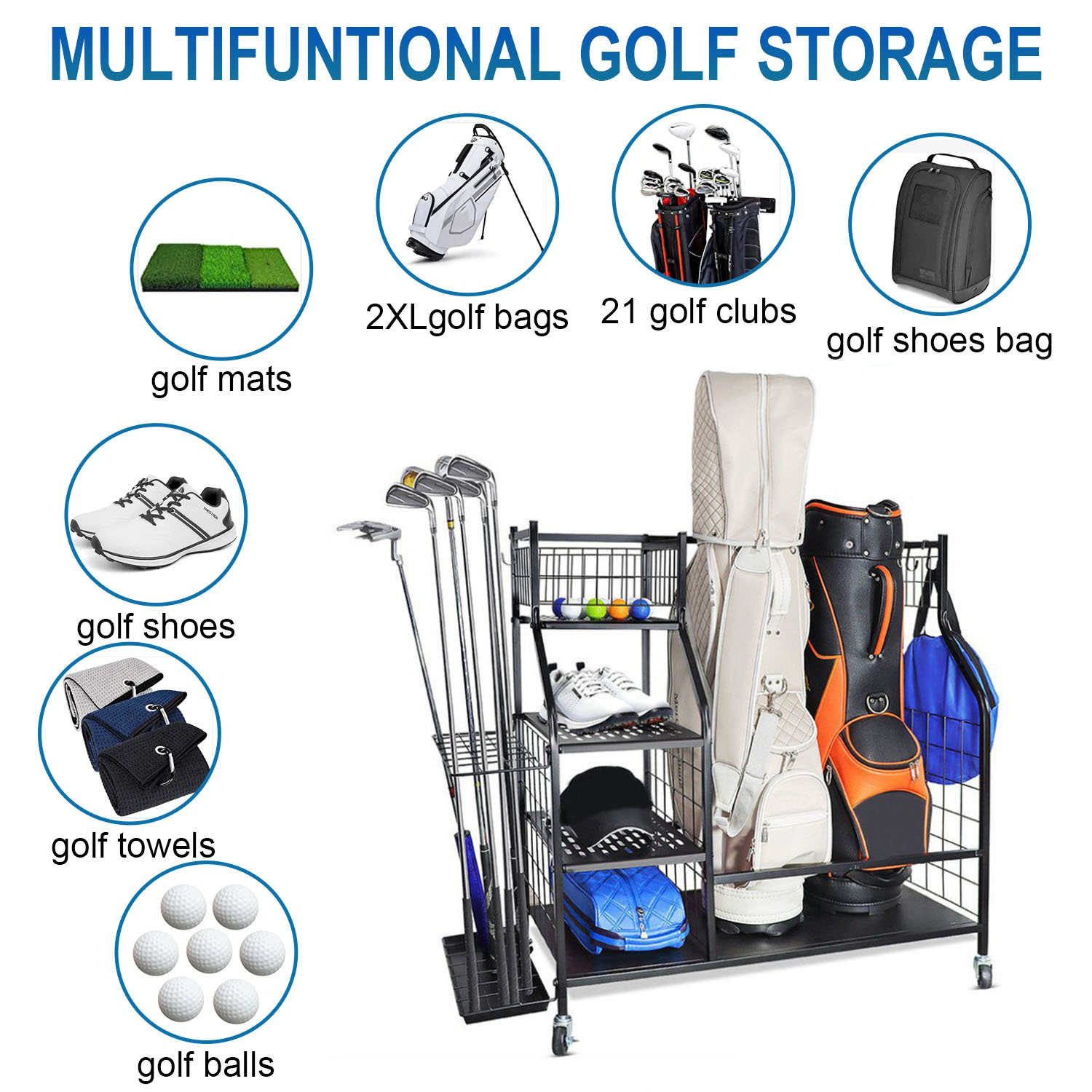 Golf Bag Storage Garage Organi - Sports Equipment Garage Organizer ulasan dan harga