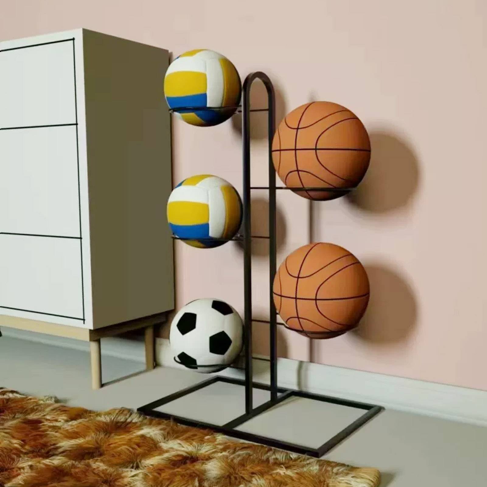 Foldable Basketball Rack Multi - Sports Equipment Garage Organizer ulasan dan harga