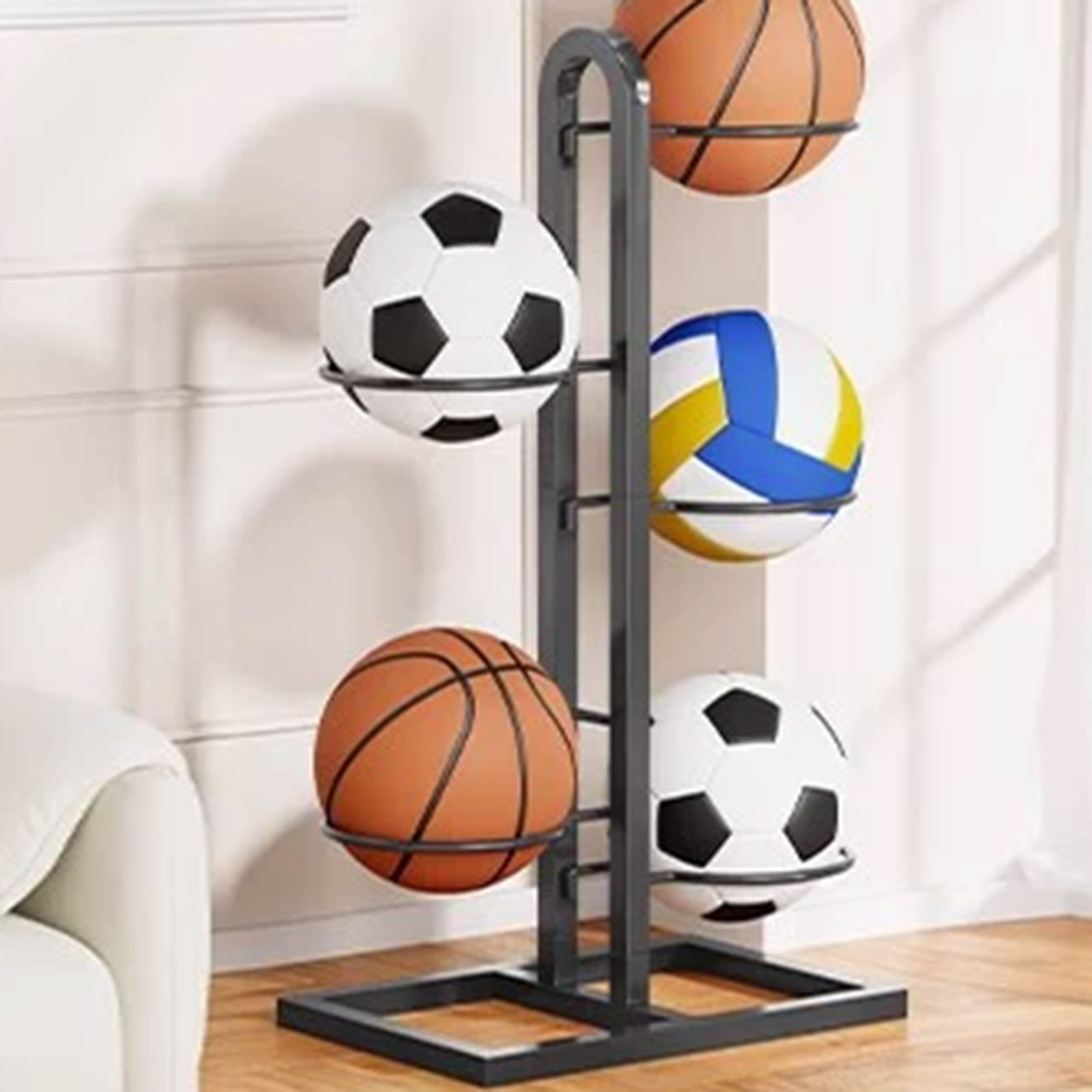 Foldable Basketball Rack Multi - Sports Equipment Garage Organizer ulasan dan harga