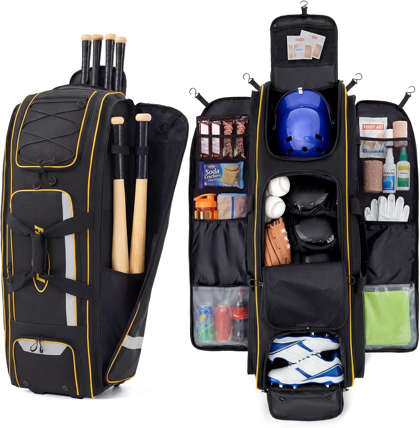 100L Rolling Catchers Gear Bas - Sports Equipment Bag With Wheels ulasan dan harga