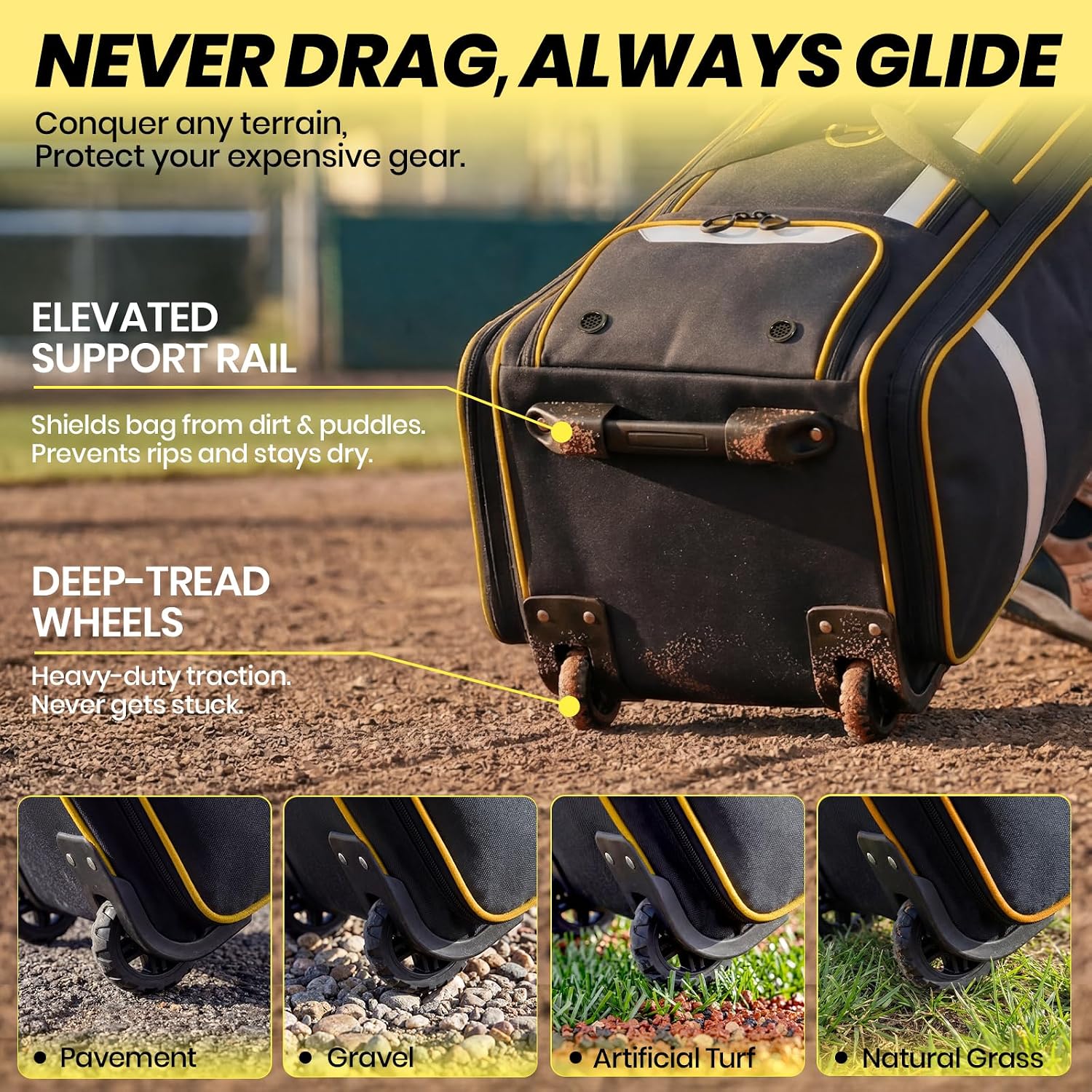 100L Rolling Catchers Gear Bas - Sports Equipment Bag With Wheels ulasan dan harga