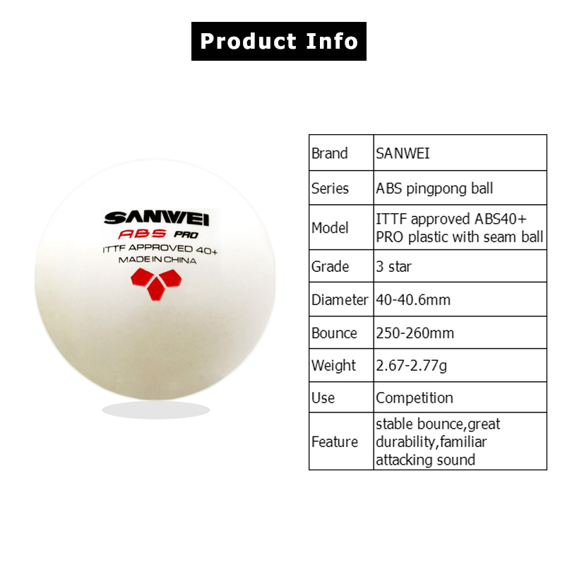 SANWEI ABS PRO 3-Star 40+ Tabl - Ping Pong Ball Set ulasan dan harga