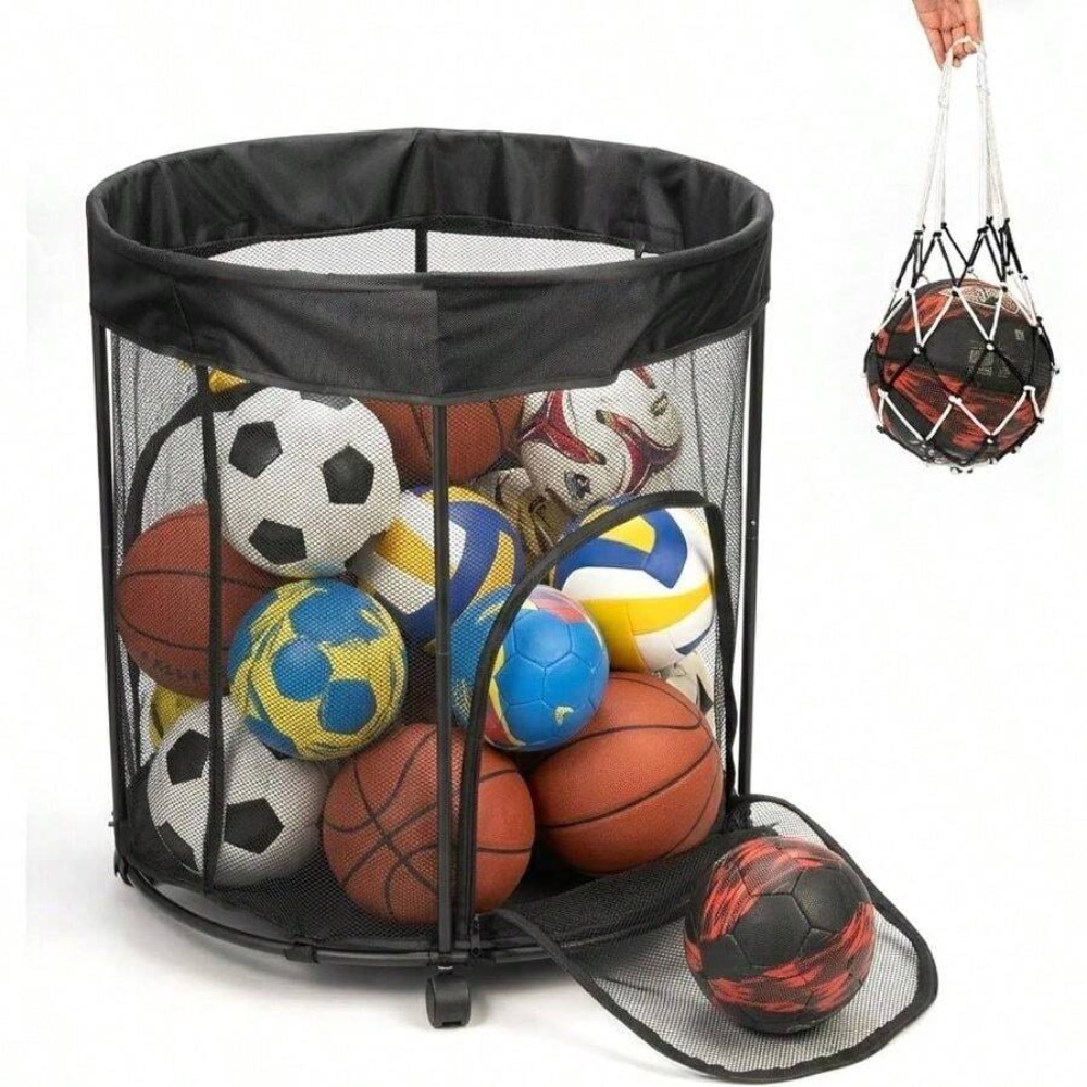 51.36 Gallon Ball Storage Cart - Sports Equipment Garage Organizer ulasan dan harga