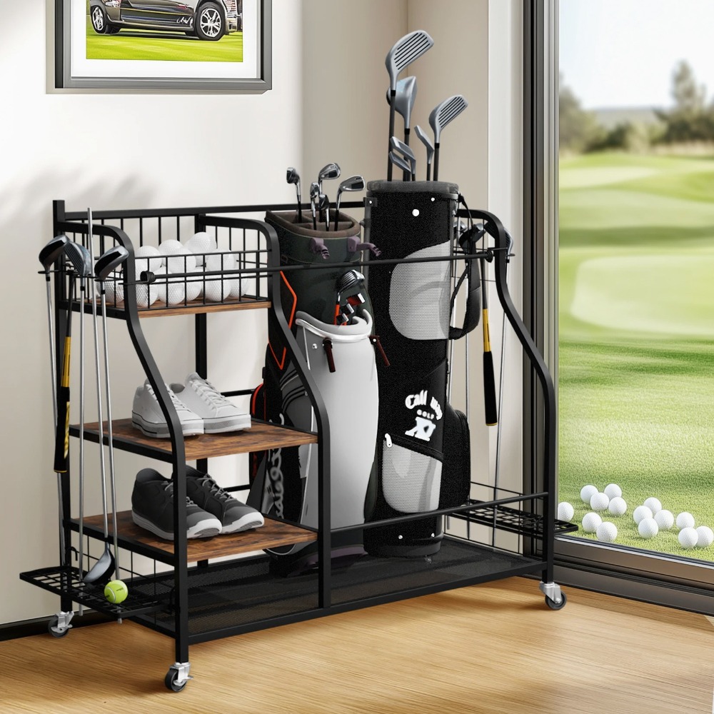 Mobile Golf Bag Rack with Whee - Sports Equipment Bag With Wheels ulasan dan harga