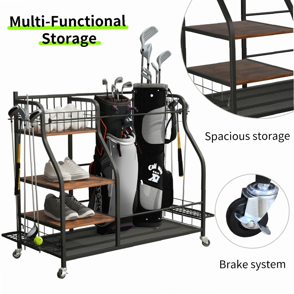 Mobile Golf Bag Rack with Whee - Sports Equipment Bag With Wheels ulasan dan harga